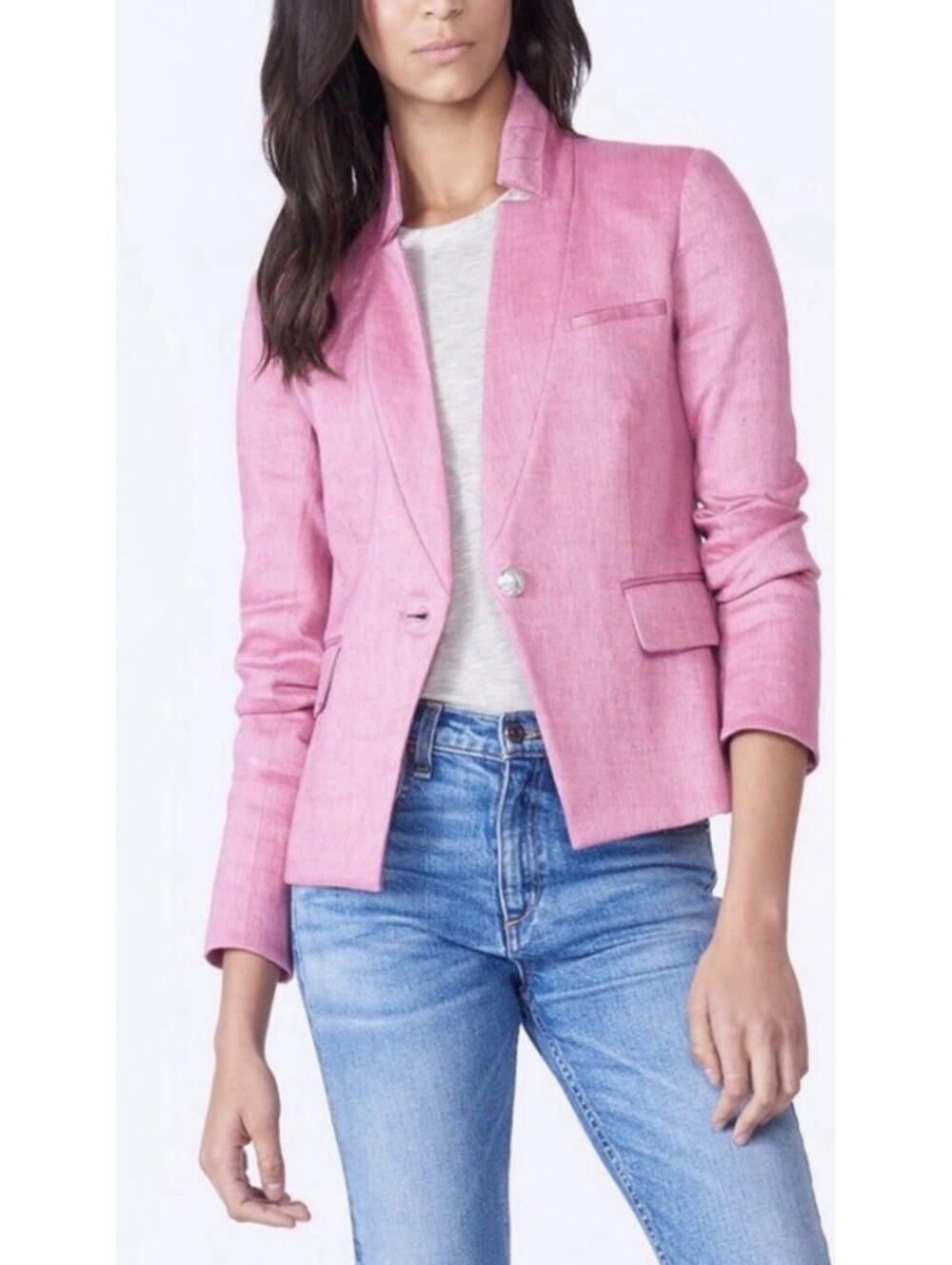 Veronica Beard Dickey Linen Blend Blazer Jacket Blush Pink Size 0